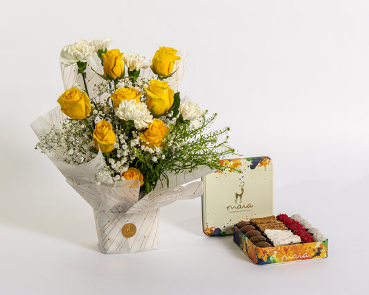 Yellow & White Carnation Celebration Box