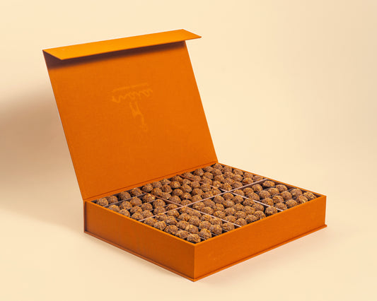 Premium Orange Leather Tahini Truffles Box