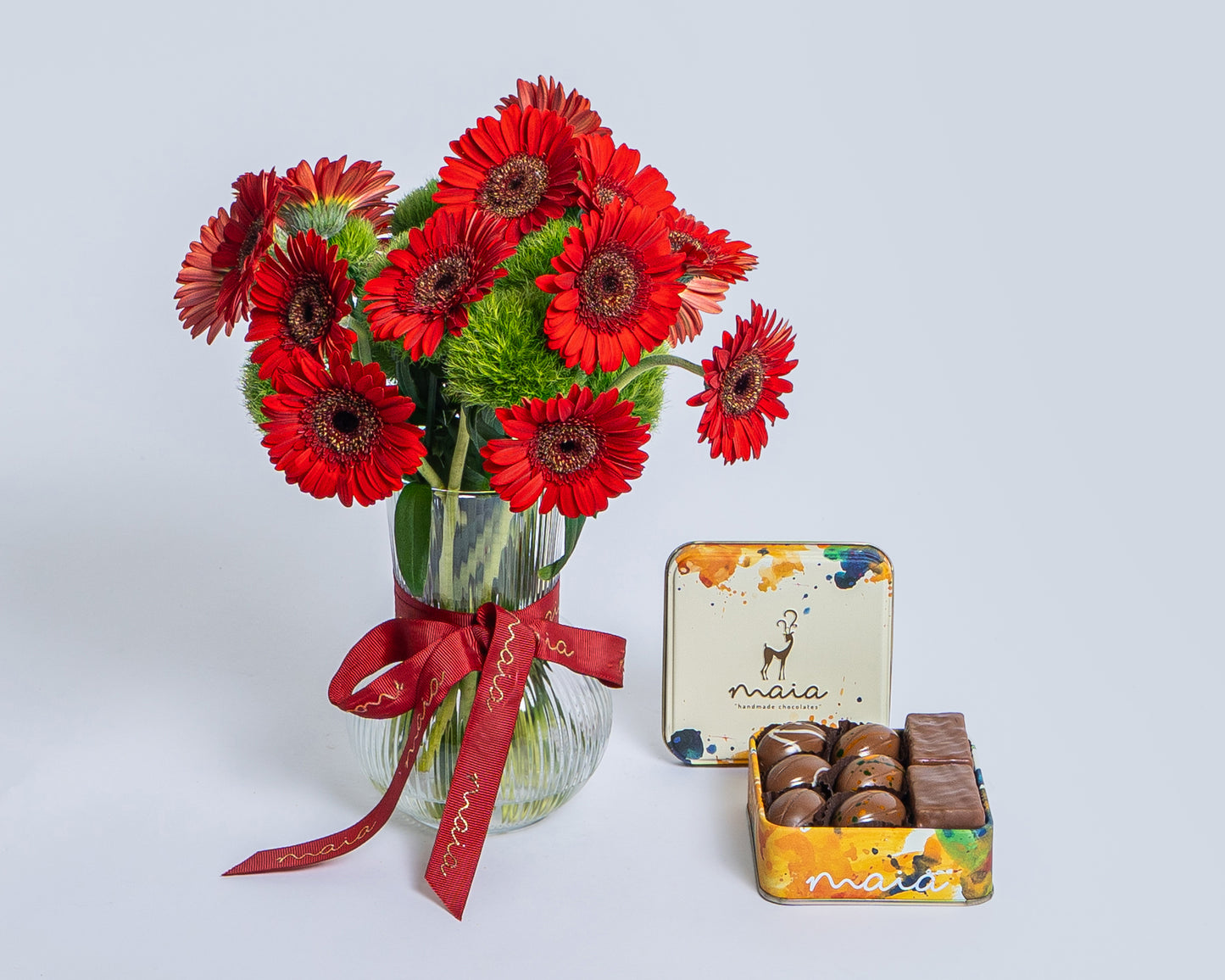 Small Box Assorted Chocolates with Red Gerbera