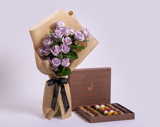 Premium Assorted Chocolate Box with Stems Cool Water