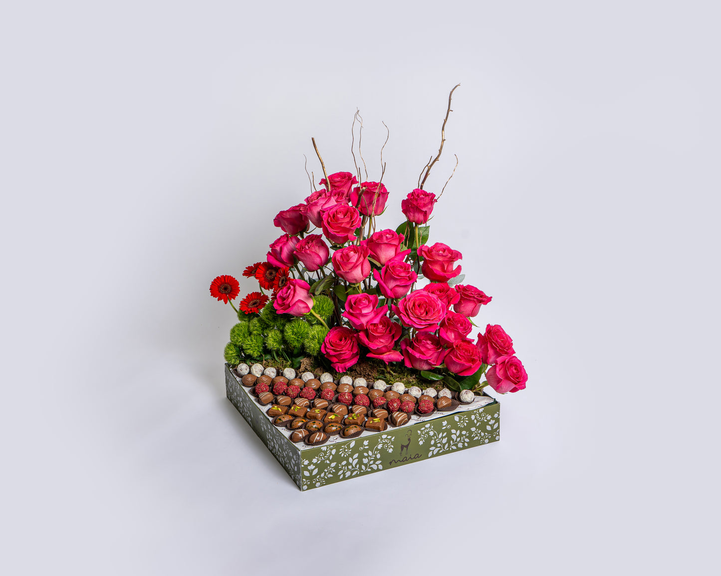 Luxury Triangle Assorted Chocolate Box with with Sweet Unique Roses