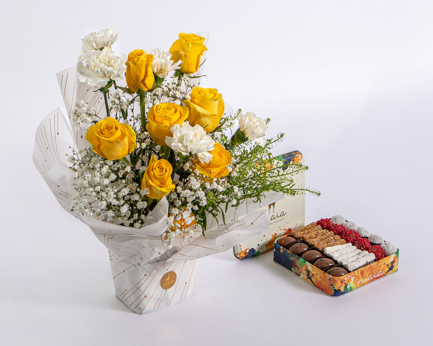 Yellow & White Carnation Celebration Box