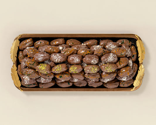 Premium Rectangle Black Assorted Chocolate Dates Plate