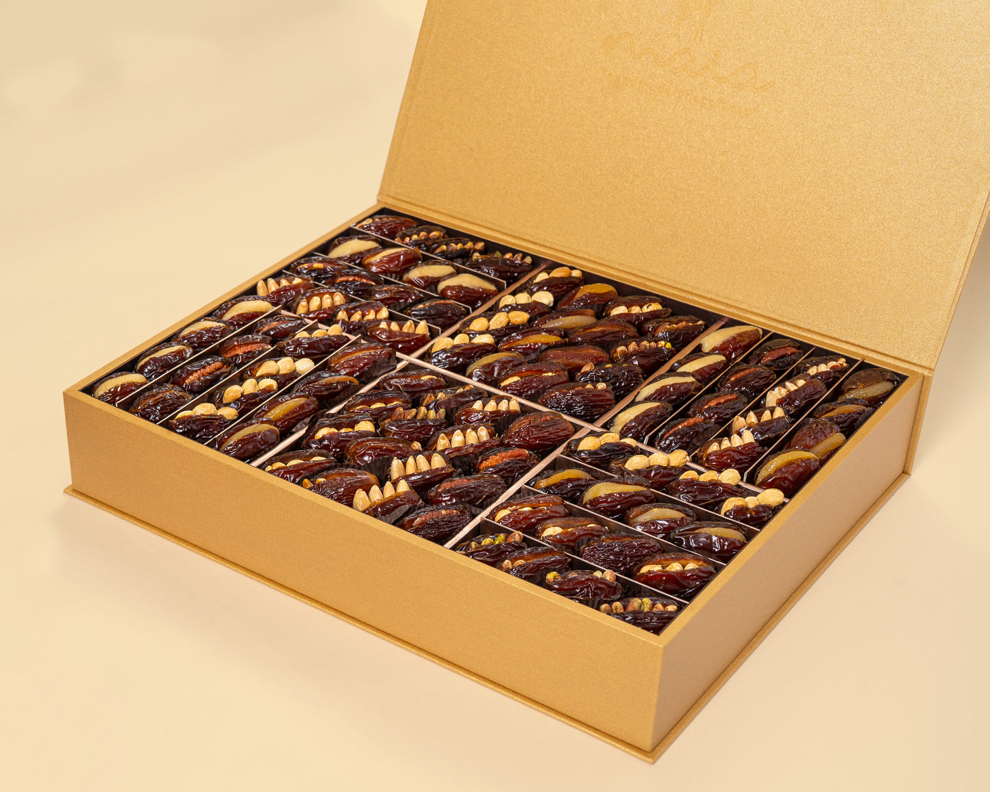 Premium Gold Leather Dates with Nuts Box