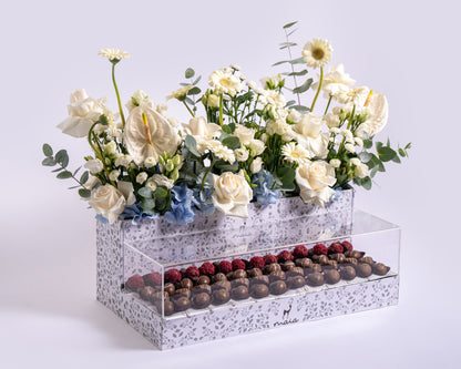 Luxury Rectangular Assorted Chocolate Box with White Stems