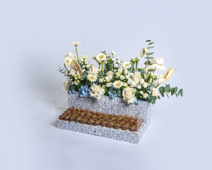 Luxury Rectangular Assorted Chocolate Dates Box with White Stems