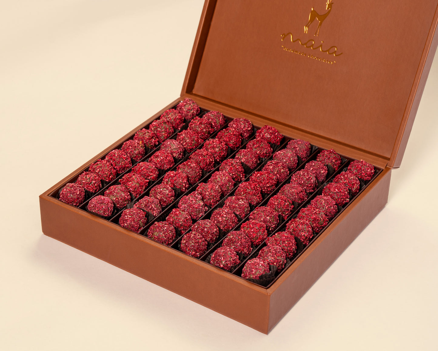 Premium Leather Raspberry Truffles Box