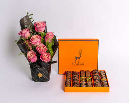 Classic Pink Rose & Eucalyptus Duo Gift Box