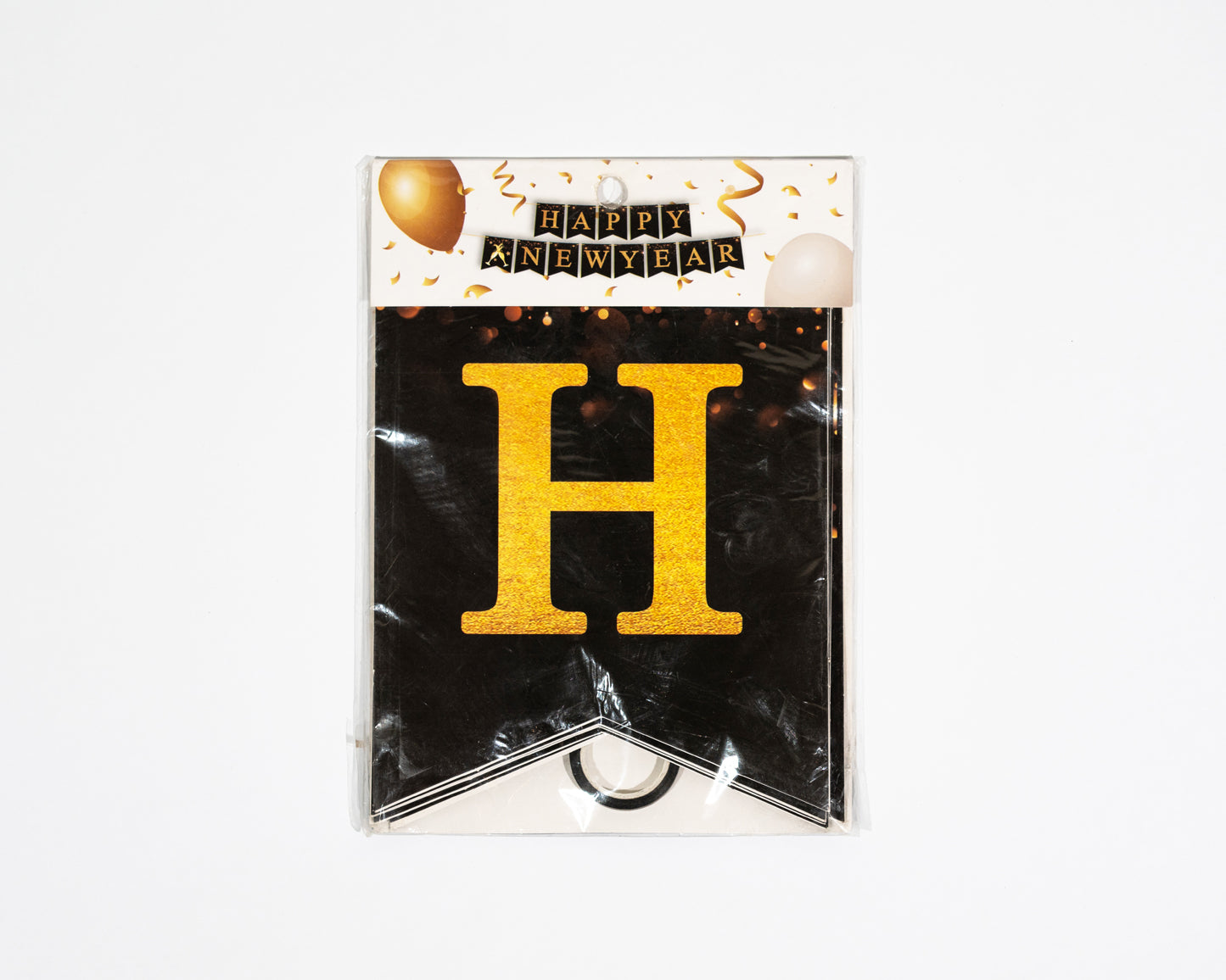 Happy Birthday banner decorates any space shiny gold