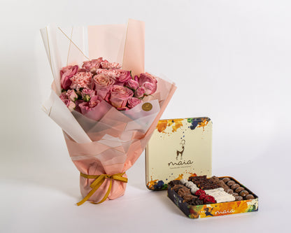 Pink Rose & Carnation Love Box
