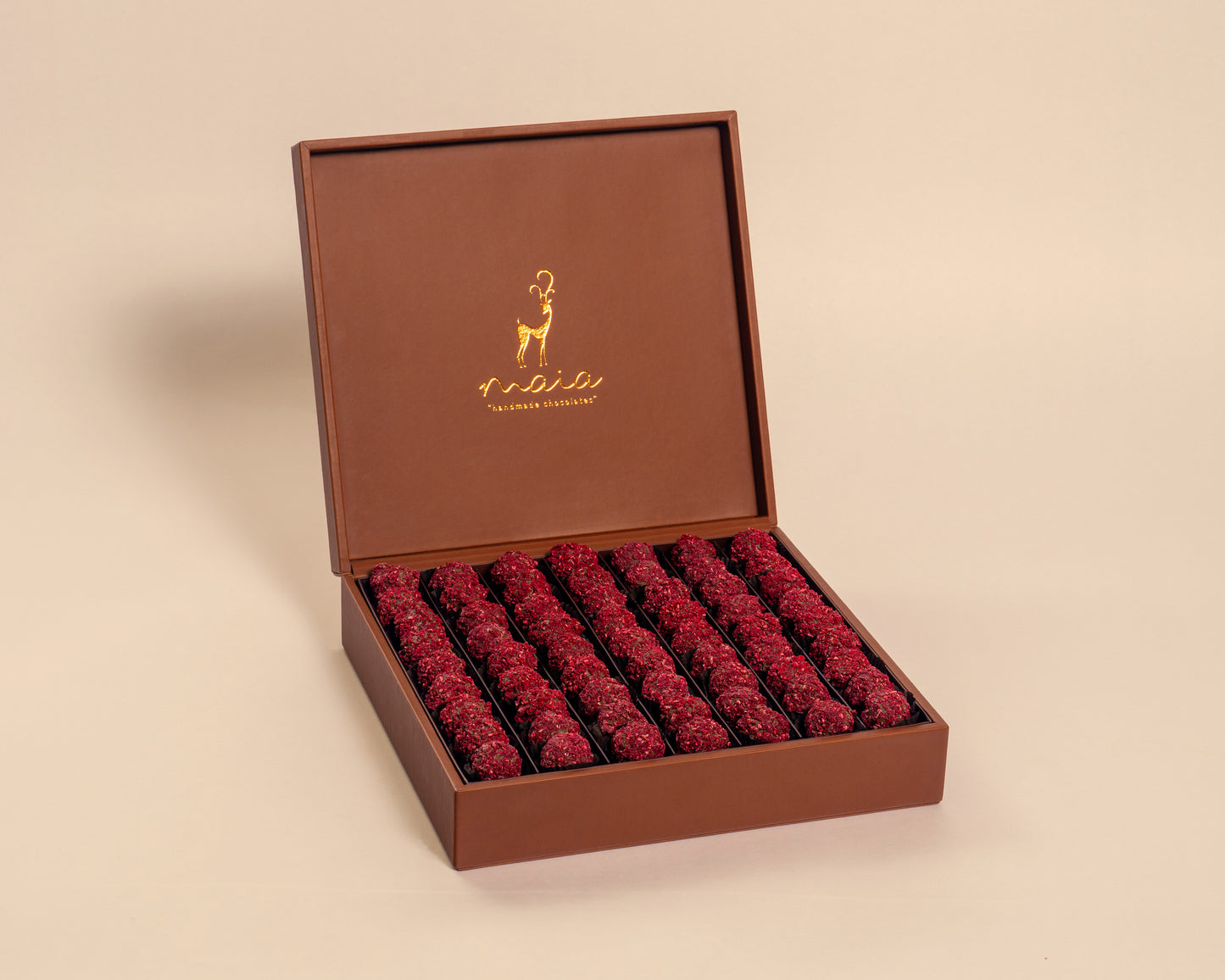 Premium Leather Raspberry Truffles Box