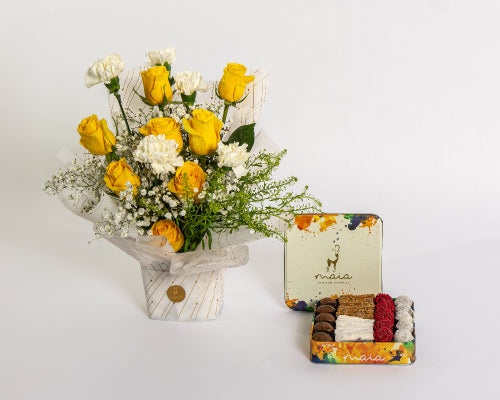 Yellow & White Carnation Celebration Box