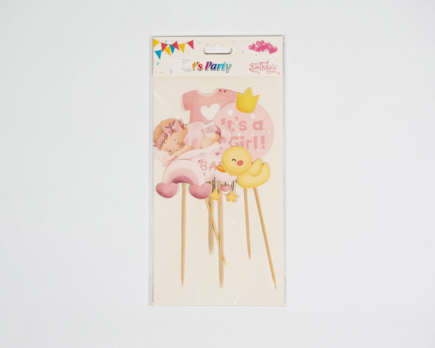 Baby shower cake topper welcomes a girl