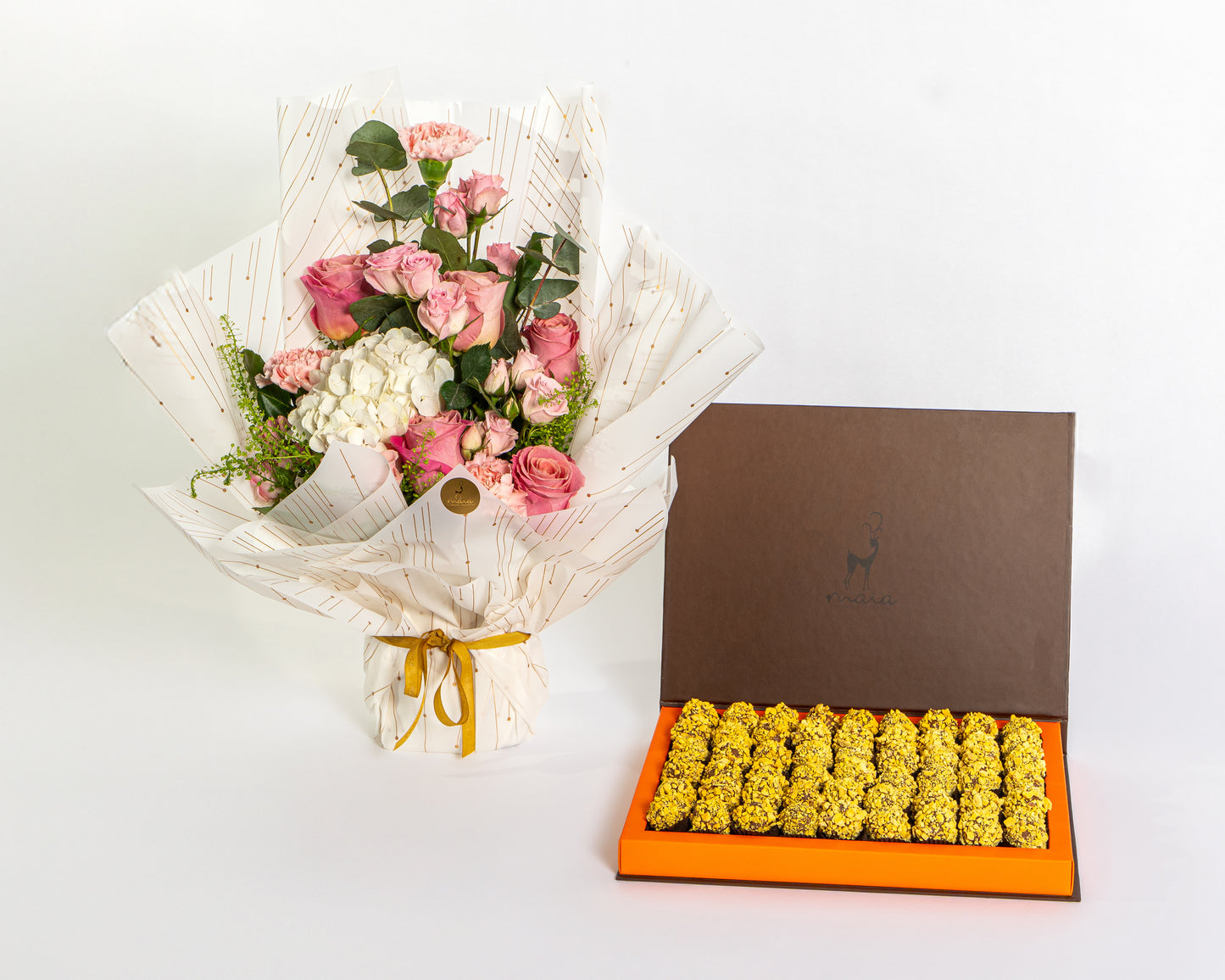 Pink Hydrangea & Mixed Roses Arrangement
