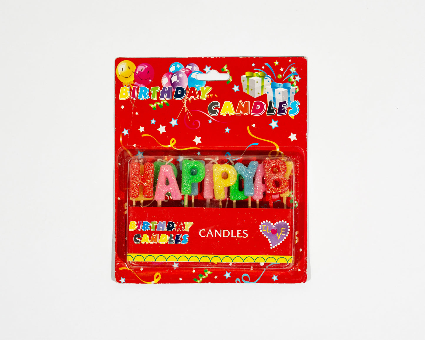 Multi-colored letters brighten the cake