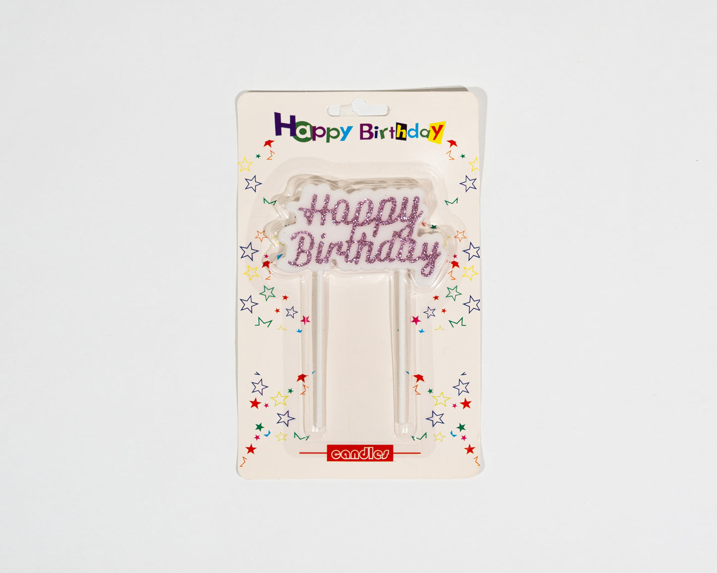 Purple Happy Birthday candle shines