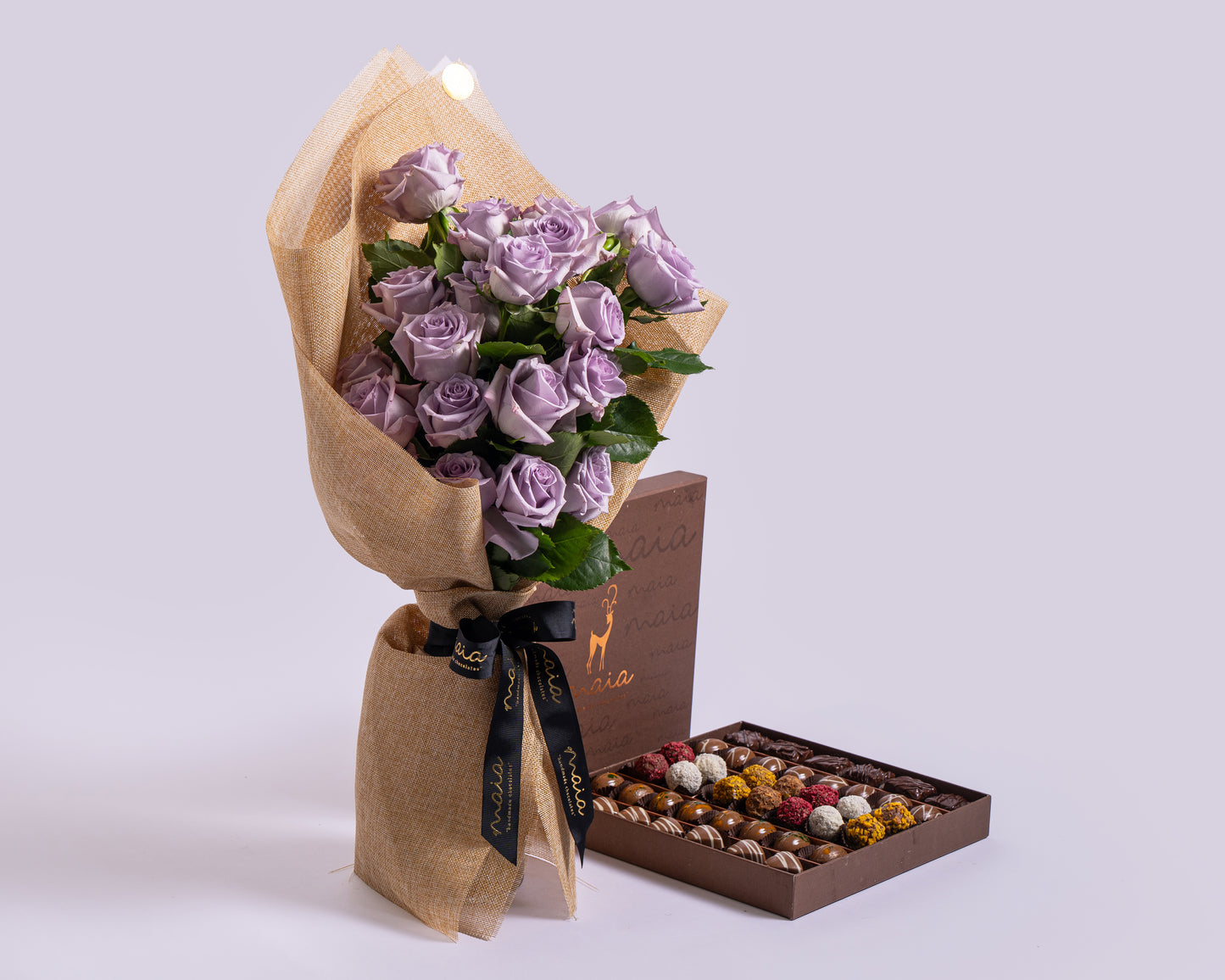 Premium Assorted Chocolate Box with Stems Cool Water