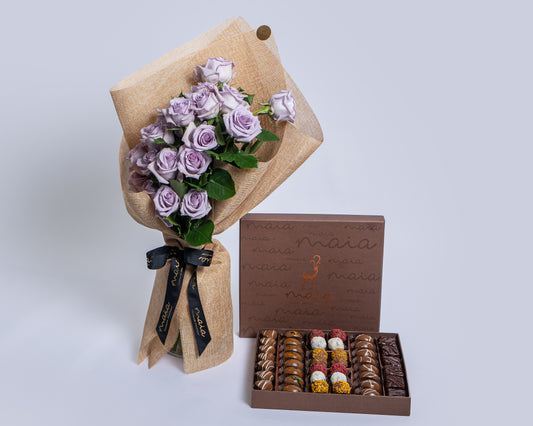 Premium Assorted Chocolate Box with Stems Cool Water