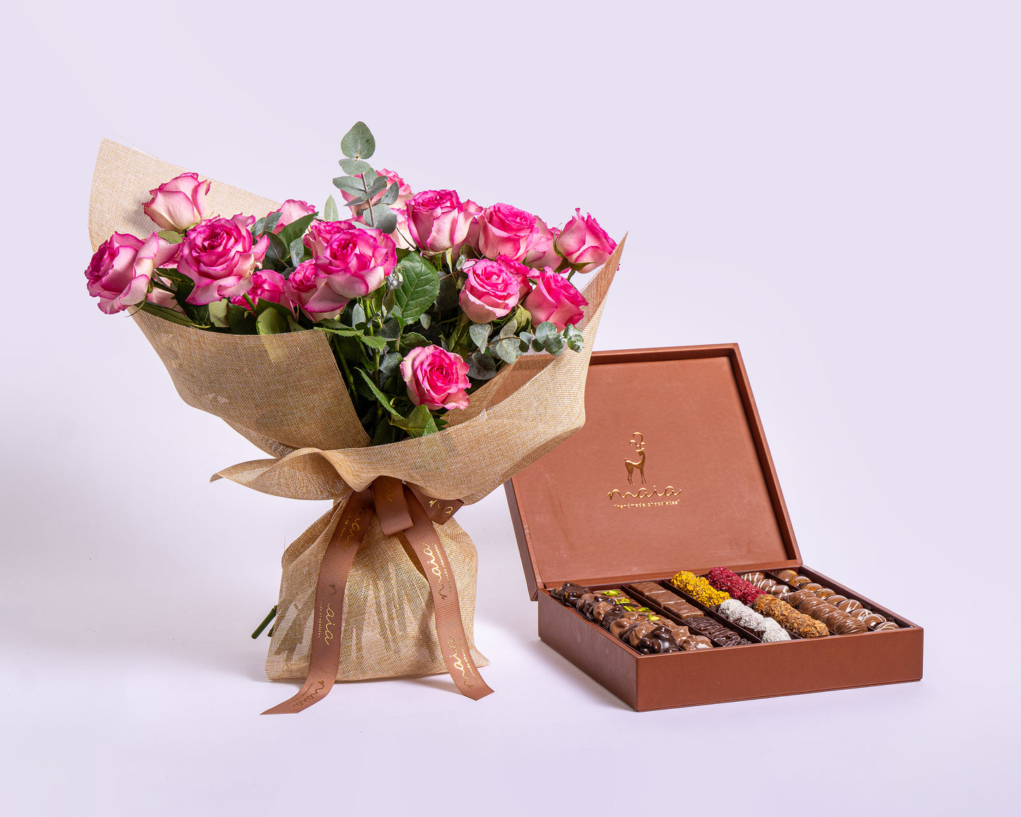 Premium Leather Assorted Chocolate Box with Sweet Unique Roses