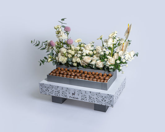 Elegante Rectangular Assorted Chocolate Box with Vendela Roses