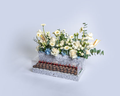 Luxury Rectangular Assorted Chocolate Box with White Stems