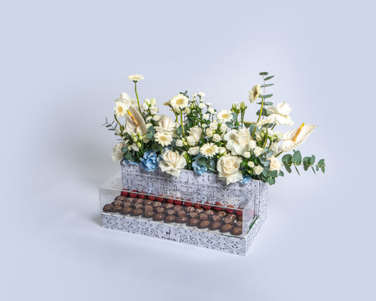 Luxury Rectangular Assorted Chocolate Box with White Stems