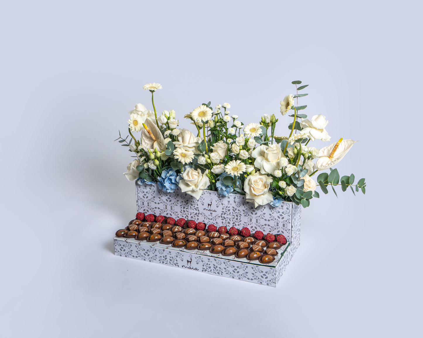 Luxury Rectangular Assorted Chocolate Box with White Stems