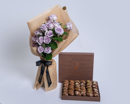 Premium Assorted Chocolate Dates Box with Stems Cool Water