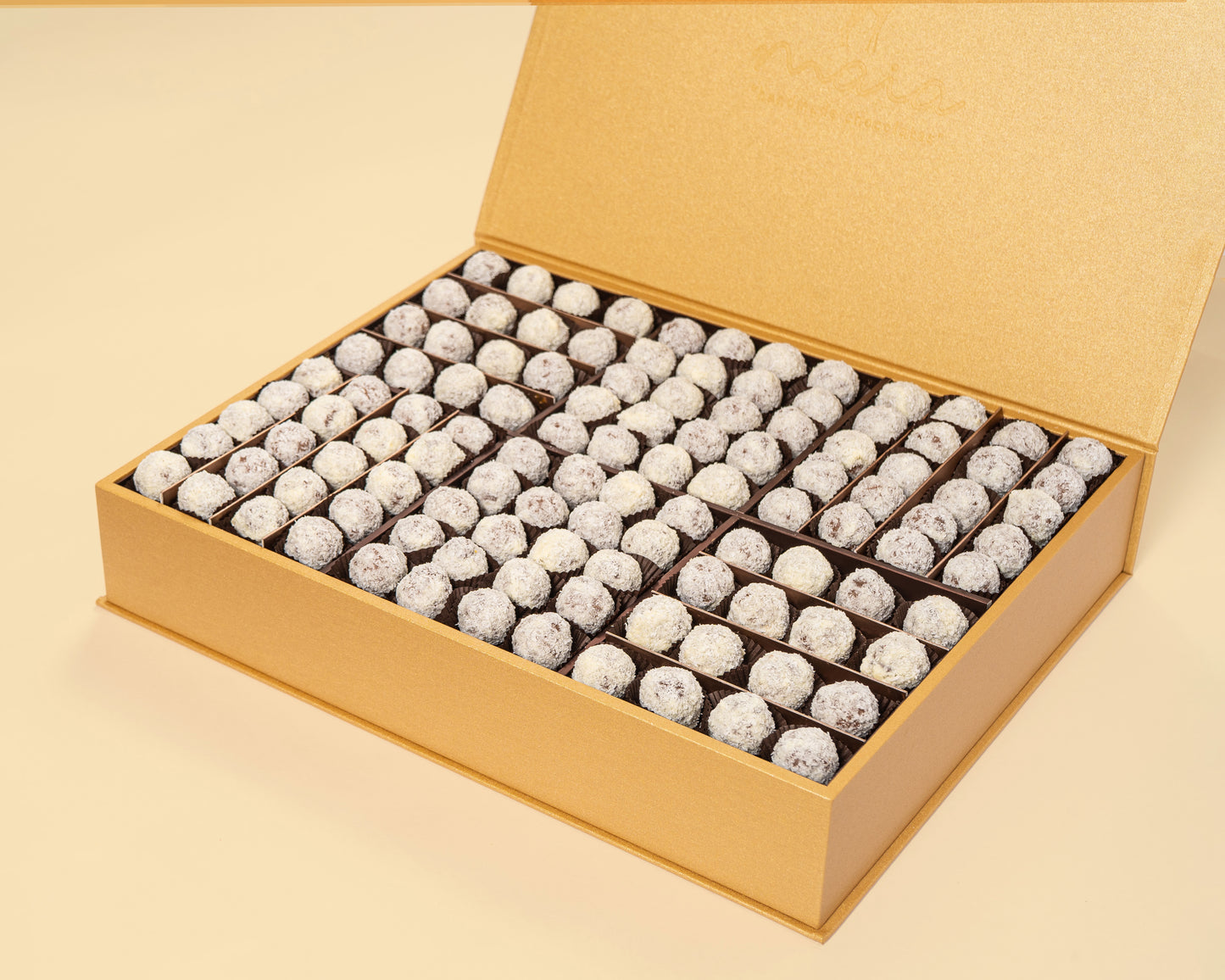 Premium Gold Leather Coconut Truffles Box