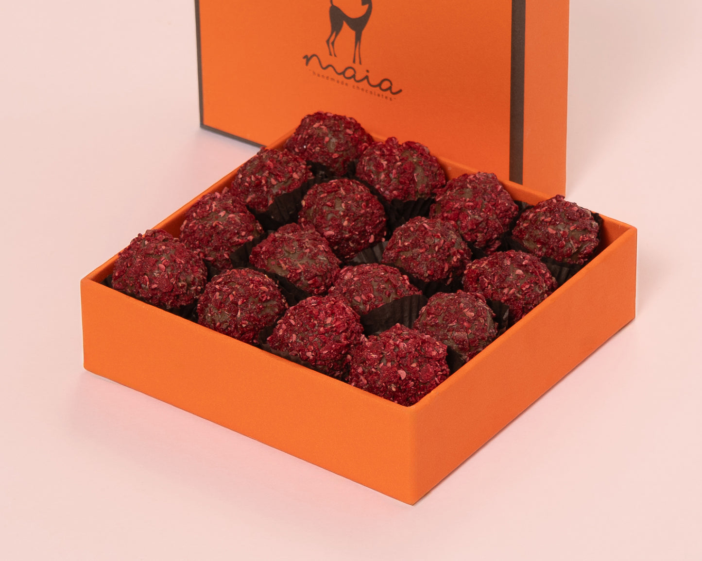 Small Orange Box Raspberry Truffles