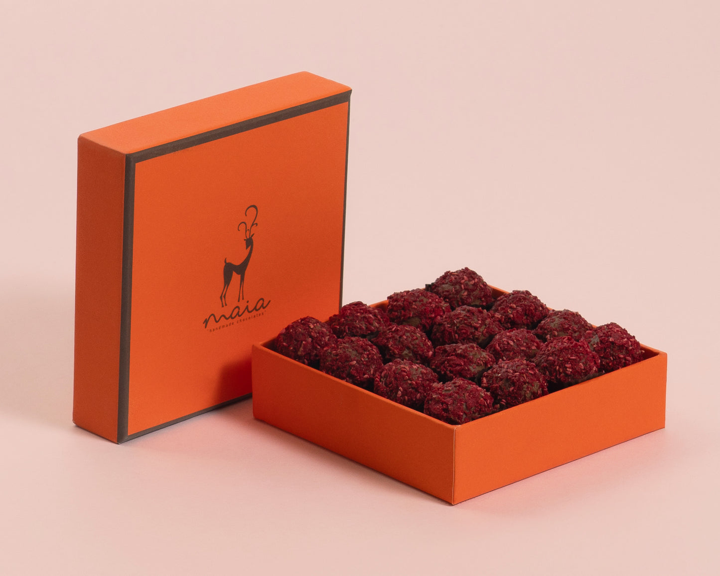 Small Orange Box Raspberry Truffles