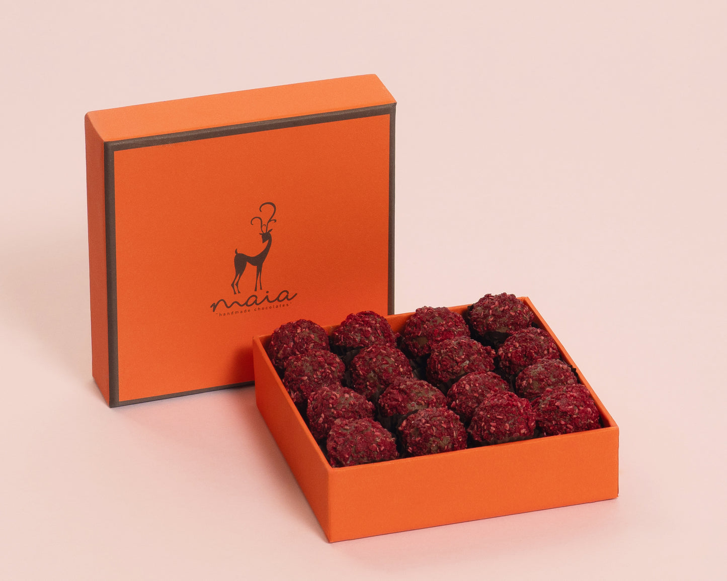 Small Orange Box Raspberry Truffles