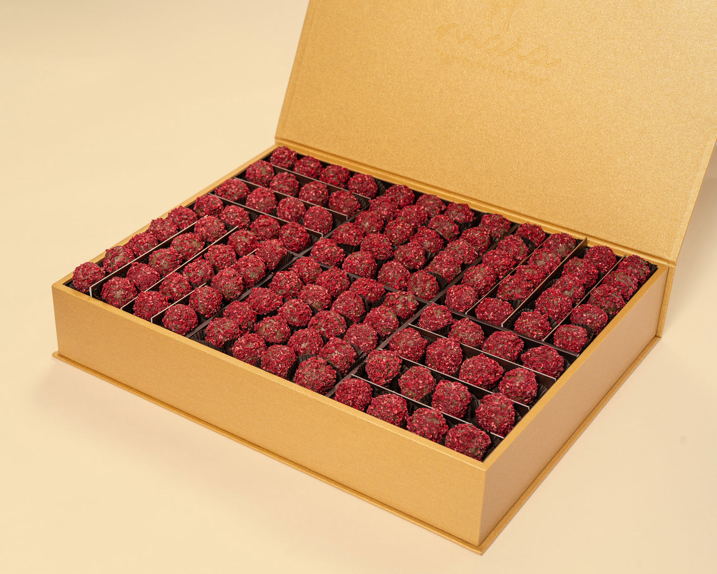 Premium Gold Leather Raspberry Truffles Box