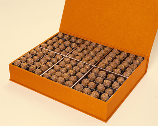 Premium Orange Leather Tahini Truffles Box