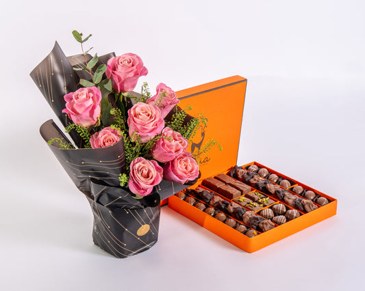 Classic Pink Rose & Eucalyptus Duo Gift Box