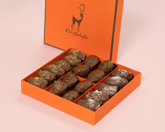 Medium Orange Box Assorted Chocolate Dates
