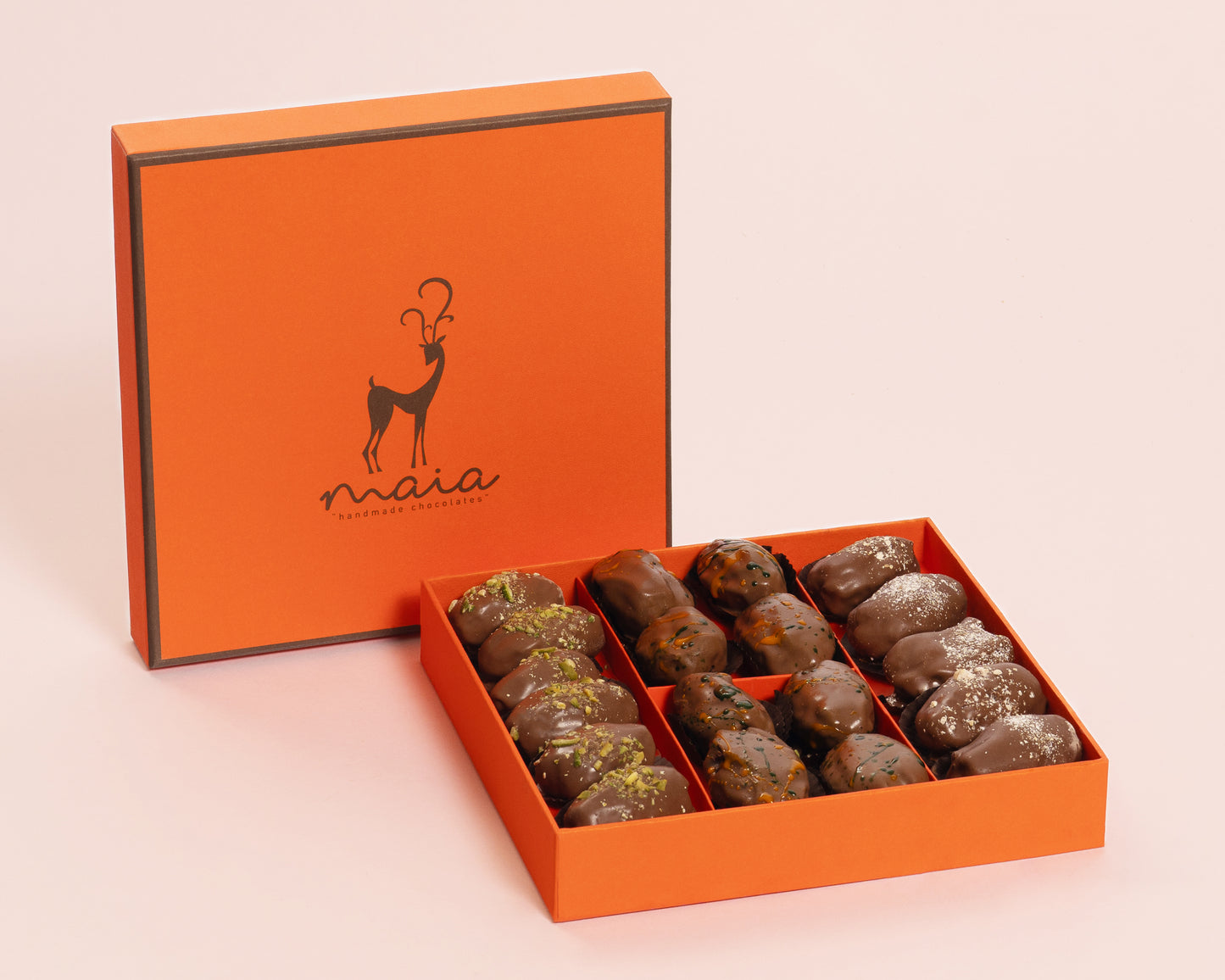 Medium Orange Box Assorted Chocolate Dates