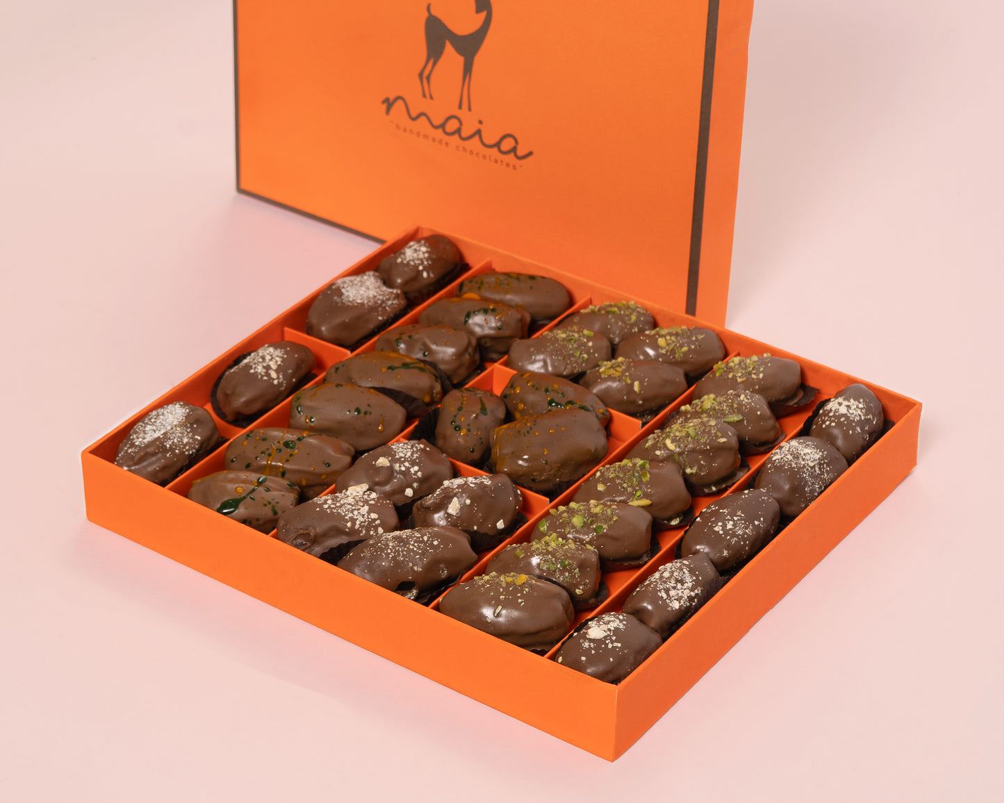 Large Orange Box Assorted Chocolate Dates