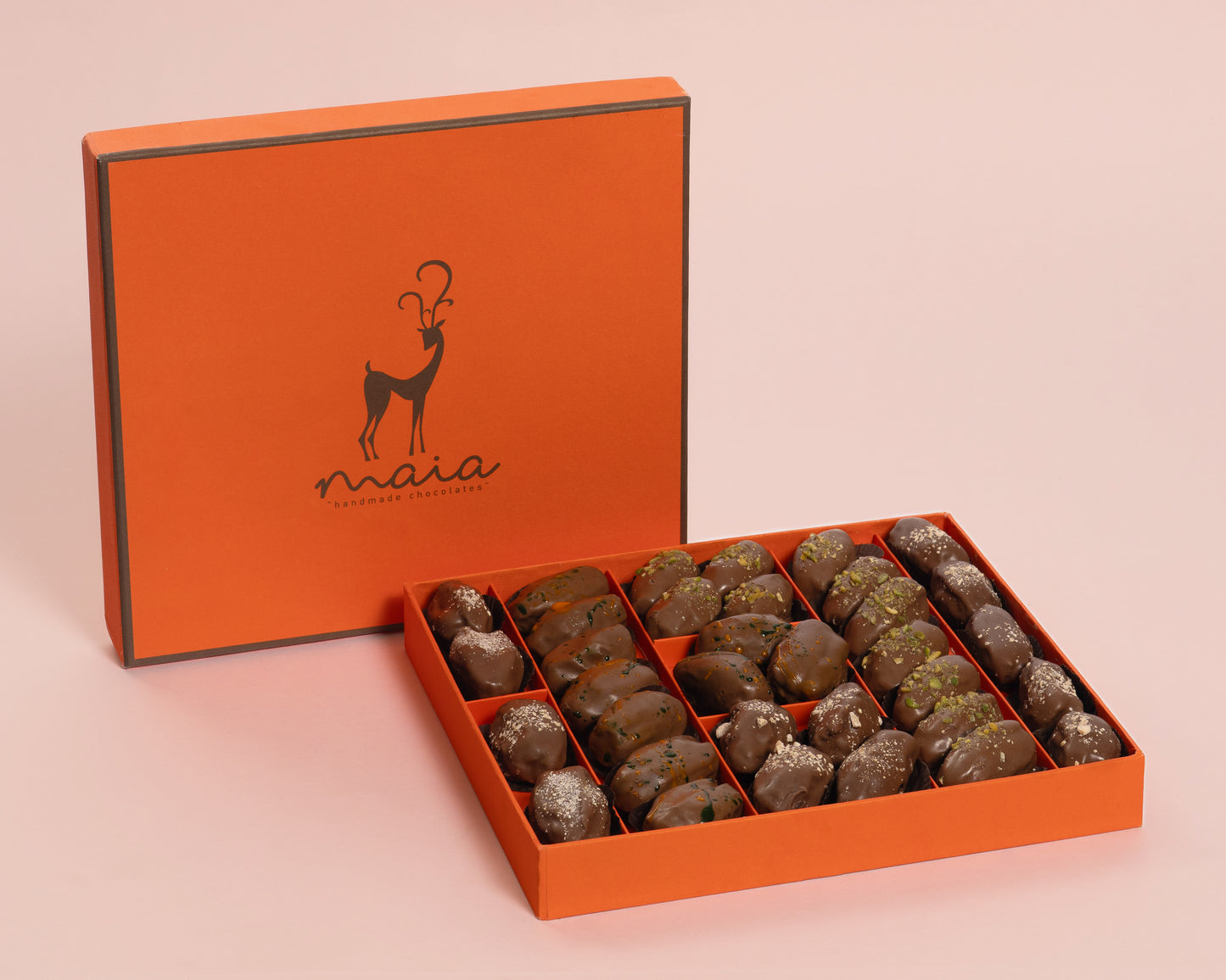 Large Orange Box Assorted Chocolate Dates