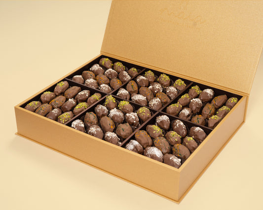 Premium Gold Leather Assorted Chocolate Dates Box