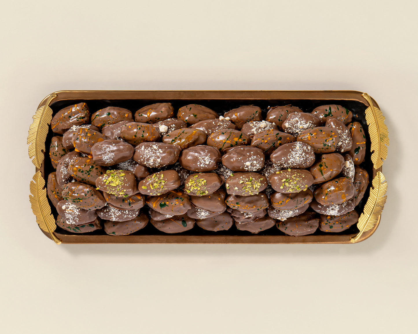 Premium Rectangle Black Assorted Chocolate Dates Plate