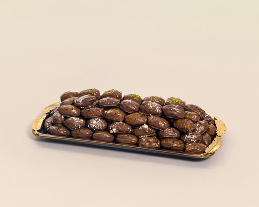 Premium Rectangle Black Assorted Chocolate Dates Plate