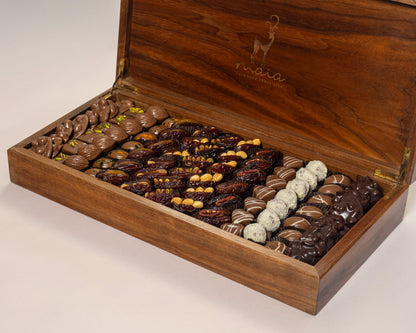 Premium Wooden Assorted Chocolates&Dates with Nuts Box