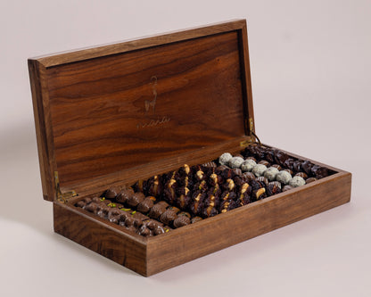 Premium Wooden Assorted Chocolates&Dates with Nuts Box