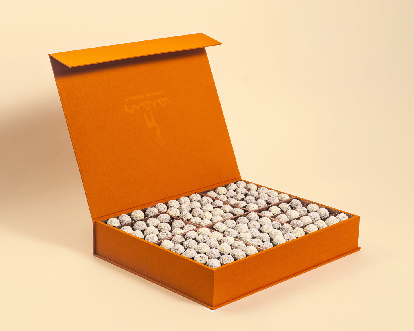 Premium Orange Leather Coconut Truffles Box